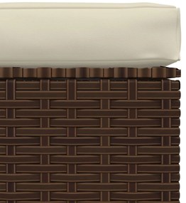 vidaXL Υποπόδιο Κήπου Καφέ από Συνθετικό 70x70x30 εκ Ρατάν με Μαξιλάρι