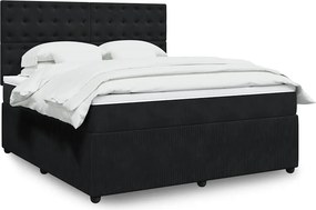 vidaXL Κρεβάτι Boxspring με Στρώμα Μαύρο 180x200 εκ. Βελούδινο