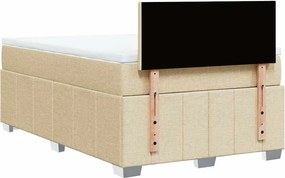 vidaXL Κρεβάτι Boxspring με Στρώμα Κρεμ 120x200 εκ. Υφασμάτινο