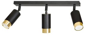 Σποτ Φωτιστικό Οροφής 3xGu10 Ατσάλι HIRO Made in Poland Emibig-965/3-Μαύρο-Χρυσό 965/3