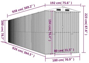 ΑΠΟΘΗΚΗ ΚΗΠΟΥ ΑΝΘΡΑΚΙ 192X938X223 ΕΚ. ΓΑΛΒΑΝΙΣΜΕΝΟ ΑΤΣΑΛΙ 3147458