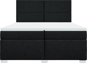 vidaXL Κρεβάτι Boxspring με Στρώμα Μαύρο 200x200 εκ. Υφασμάτινο