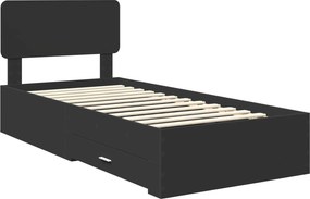 vidaXL Σκελετός Κρεβατιού Μαύρο 75 x 190 cm Επεξεργασμένο ξύλο
