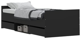 Πλαίσιο Κρεβατιού με Κεφαλάρι &amp; Ποδαρικό Μαύρο 75 x 190 εκ. - Μαύρο