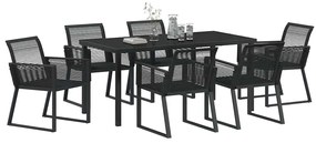 vidaXL Σέτ φαγητού για κήπο 7 pcs Μαύρο Πολυ ράταν