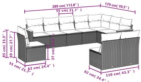vidaXL Σαλόνι Κήπου Σετ 10 Τεμαχίων Μαύρο Συνθετικό Ρατάν με Μαξιλάρια