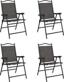 vidaXL Πτυσσόμενες καρέκλες 4 τεμ. Melange Grey Steel και Textilene