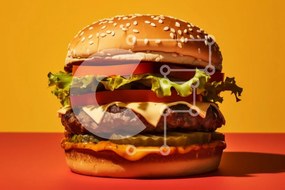 Σετ των 2 Intra Συλλεκτικό Ξύλινο Παζλ Plywood 4mm - Νόστιμο χάμπουργκερ σε πολύχρωμο φόντο Σε Ξύλινο Κουτί - Διαστάσεις: 10x10 cm – 25 κομμάτια