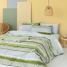 Σεντόνια FL6195 (Σετ 4τμχ) Green Palamaiki Queen Size 240x260cm 100% Βαμβάκι