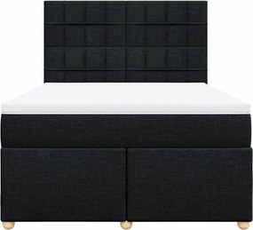 vidaXL Κρεβάτι Boxspring με Στρώμα Μαύρο 140x200 εκ. Υφασμάτινο