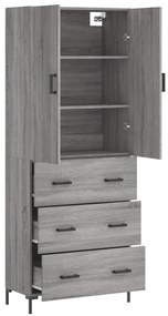 vidaXL Ντουλάπι Γκρι Sonoma 69,5 x 34 x 180 εκ. Επεξεργασμένο Ξύλο
