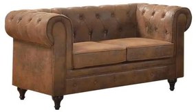 Καναπές 2θέσιος Chesterfield Ύφασμα Καφέ Camel 150x82x77cm