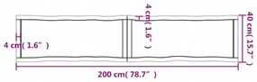 Επιφ Τραπεζιού Αν Καφέ 200x40x(2-6)εκ.Ακατέργ. Μασίφ Ξύλο Δρυός - Καφέ