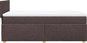 vidaXL Κρεβάτι Boxspring με Στρώμα Σκούρο Καφέ 90x200 εκ. Υφασμάτινο