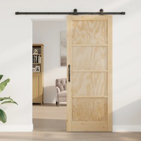 vidaXL Συρόμενη Πόρτα με Σετ Εξαρτημάτων 83x211 εκ Μασίφ Ξύλο Πεύκου