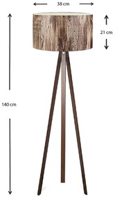 Φωτιστικό δαπέδου Rosling Megapap Mdf/ύφασμα Pvc χρώμα καρυδί/καφέ 38x21x140εκ.