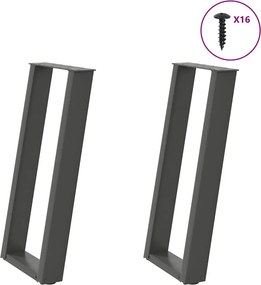vidaXL Πόδια Κονσόλας 2 τεμ. σε σχήμα U, Ανθρακί 38x(72-73) εκ. από Ατσάλι