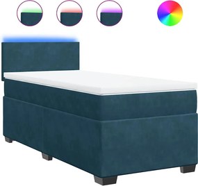 vidaXL Κρεβάτι Boxspring με Στρώμα Μπλε 80 x 200 εκ. Βελούδινο