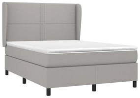 vidaXL Κρεβάτι Boxspring με Στρώμα Ανοιχτό Γκρι 140x190 εκ. Υφασμάτινο