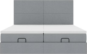 VidaXL Οθωμανικό κρεβάτι με στρώματα & LEDs Ανοιχτό γκρι ύφασμα