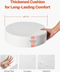 VEVOR Round Rolling Stool Swivel Work Stool with Wheels Height Adjustable White