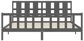 vidaXL Πλαίσιο Κρεβατιού με Κεφαλάρι Γκρι 200x200 εκ. Μασίφ Ξύλο