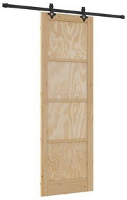 vidaXL Συρόμενη Πόρτα με Σετ Υλικών 78x232 εκ. Συμπαγές Ξύλο Πεύκου