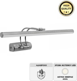 Απλίκα καθρέπτη μπάνιου LED Strop Megapap μεταλλική χρώμα χρωμίου 35εκ.