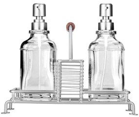 ESTIA ΔΟΧΕΙΑ ΥΓΡΟΥ ΠΙΑΤΩΝ ALLURE 2x300ml ΜΕ ΜΕΤΑΛΛΙΚΗ ΒΑΣΗ &amp; ΘΗΚΗ ΓΙΑ ΣΦΟΥΓΓΑΡΙ ΑΣΗΜΙ