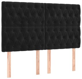 vidaXL Κρεβάτι Boxspring με Στρώμα Μαύρο 160x200 εκ. Βελούδινο