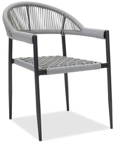 Armchair Tiana metal black-pe gray 56x56x74 εκ.