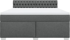 vidaXL Κρεβάτι Boxspring με Στρώμα Σκούρο Γκρι 180x200 εκ Υφασμάτιν