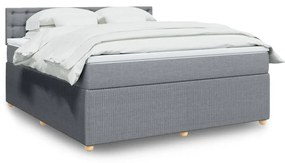 vidaXL Κρεβάτι Boxspring με Στρώμα Ανοιχτό Γκρι 180x200 εκ. Υφασμάτινο