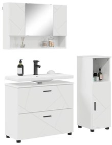 vidaXL Σετ Επίπλων Μπάνιου 3 pcs Γυαλιστερό λευκό 76,5 x 35 x 64 εκ