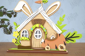 Σετ των 2 Intra απο ξύλο plywood 3mm-4mm πάχος - Πασχαλινό λαγουδάκι Standing House|Διακόσμηση Πάσχας Δίασταση 15x15 cm INTRAFABR-116407251