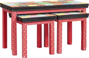 vidaXL End Table 2 pcs Πολύχρωμο Στερεό Ξύλο Μάνγκο και Μηχανικά Ξύλα