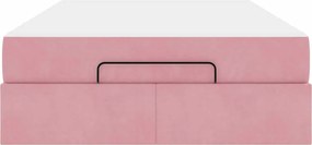 vidaXL Σκελετός κρεβατιού με στρώμα 2 pcs Ροζ Βελούδο