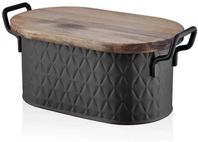 Ψωμιέρα 280TMA3174 22x40x18cm Black Hermia Metal