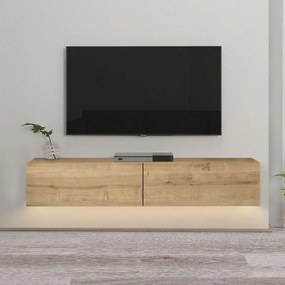 Έπιπλο τηλεόρασης επιτοίχιο Aristo Megapap από μελαμίνη με LED χρώμα sapphire oak 135x31,6x25εκ. - Μελαμίνη - GP042-0170,2