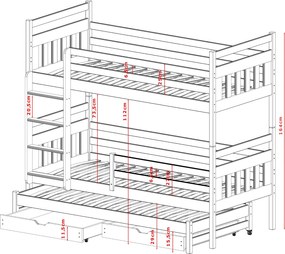 SEWERYN 80x160 pine bunk bed Lano Furniture