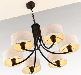 Κρεμαστό Πολύφωτο Arthur Φ78cm Μαύρο με Λευκό Ύφασμα