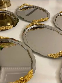 Σετ 6 τεμαχίων οβάλ δίσκοι σερβιρίσματος με λαβές από ανοξείδωτο χάλυβα Ασημί 20x25 cm