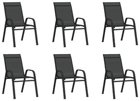 318783 vidaXL Καρέκλες Κήπου Στοιβαζόμενες 6 τεμ. Μαύρες από Ύφασμα Textilene Μαύρο, 1 Τεμάχιο