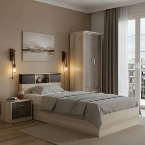 Σετ Κρεβατοκάμαρας Olympus Castillo Toro με Κρεβάτι 120x200εκ Σετ 3τεμ 125x205x80 εκ.