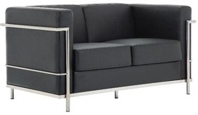 Καναπές 2-Θέσιος Genova Ε947,22 Inox/Pu Μαύρο 130x73x71cm Metal, Technoderma