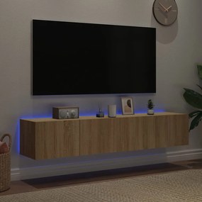 vidaXL Έπιπλα Τοίχου Τηλ. με LED 2 Τεμ. Sonoma Δρυς 80x35x31 εκ.