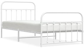 vidaXL Πλαίσιο Κρεβατιού με Κεφαλάρι&amp;Ποδαρικό Λευκό 100x200εκ. Μέταλλο