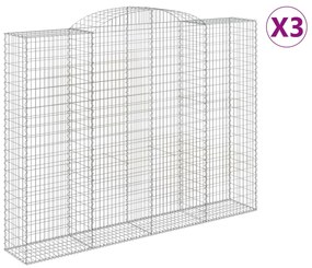 vidaXL Συρματοκιβώτια Τοξωτά 3 τεμ. 300x50x220/240 εκ. Γαλβαν. Ατσάλι