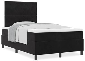 vidaXL Κρεβάτι με ελατήρια με στρώμα Μαύρο 120 x 200 cm Βελούδο