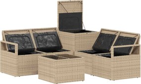 vidaXL Σετ Καναπέ 6 τμχ. Μπεζ και Κρέμ 55 x 55 x 37 εκ